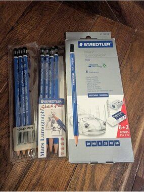 Staedtler-Mars Lumograph Drawing Pencils 13 Sketching Pencils Sharpener & Eraser